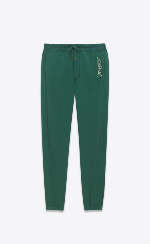 YSL Saint Laurent Sweatpants In Fleece Vert Et Naturel | WIG047961