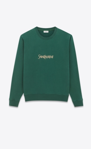 YSL Saint Laurent Sweatshirt Vert Et Naturel | YEM768531