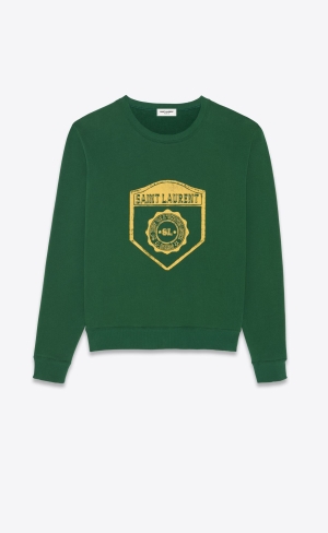 YSL Saint Laurent Sweatshirt Vert Jaune | GHO384210