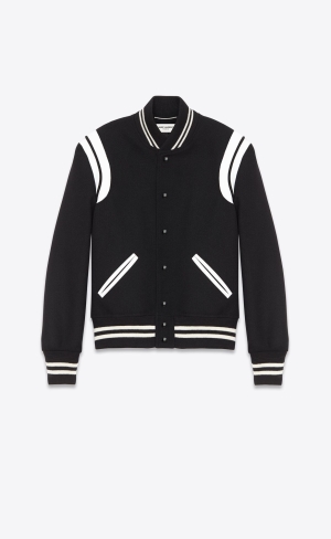 YSL Saint Laurent Teddy In Ull Svarta Vita | LVC583290