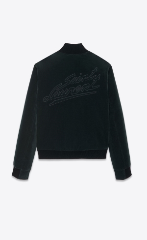 YSL Saint Laurent Teddy Jacket In Bomull Velvet Mörk | QVJ382654