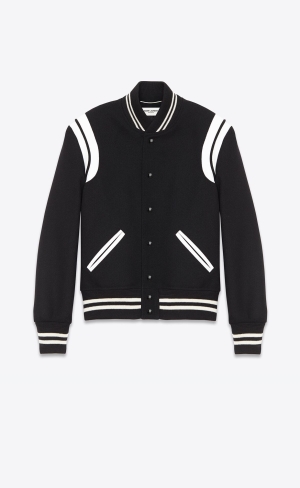 YSL Saint Laurent Teddy Jacket In Ull Svarta | QDN869570