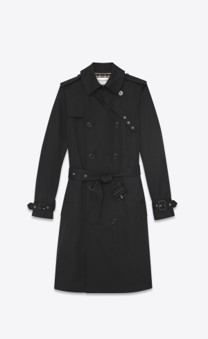 YSL Saint Laurent Trench Coat In Gabardine Svarta | BEW308762