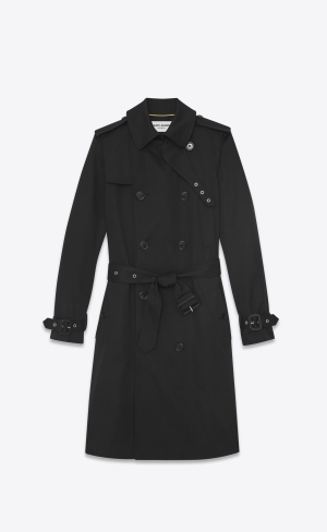 YSL Saint Laurent Trench Coat In Gabardine Svarta | FAW435702
