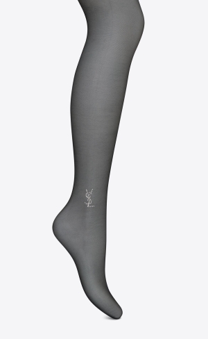 YSL Sheer Black Cassandre Tights Noir | MON084327