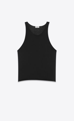 YSL Sheer Tank Top In Fine Cashmere Svarta | FOS035721