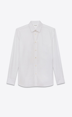YSL Shirt In Bomull Poplin Vita | CJM502746