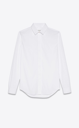 YSL Shirt In Bomull Poplin Vita | RUS508196