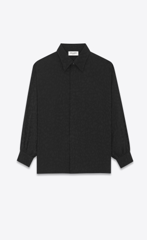 YSL Shirt In Matte And Shiny Silk Svarta | YGD503248