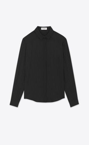 YSL Shirt In Randig Lamé Svarta | BKR142867