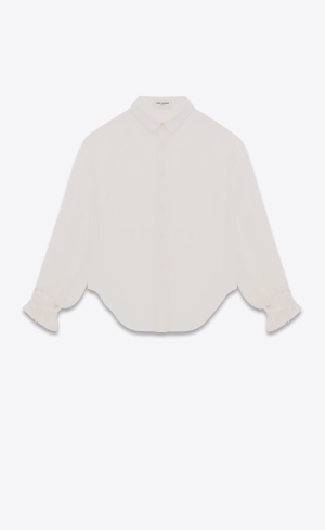 YSL Shirt In Randig Silk Craie | PZC742138