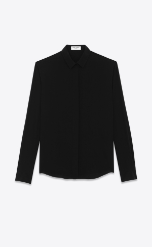 YSL Shirt In Silk Crêpe Svarta | FSP850249