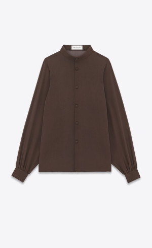 YSL Shirt In Silk Georgette Cafe | YNS291830