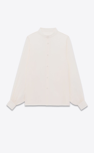 YSL Shirt In Silk Satin Craie | QMR689025