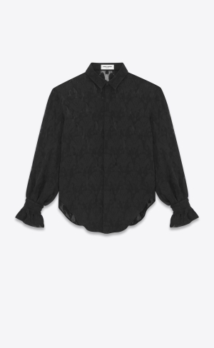 YSL Shirt In Silk Svarta | NZK784591