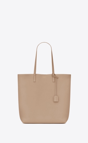 YSL Shopping Saint Laurent N/S In Supple Läder Mörkbeige | SMW142906
