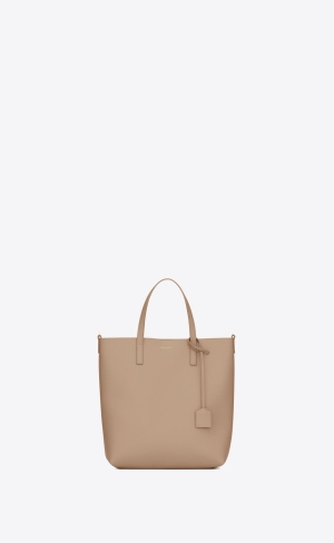 YSL Shopping Saint Laurent Toy In Supple Läder Mörkbeige | KJO891450