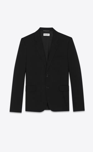 YSL Single-breasted Jacket In Gabardine Saint Laurent Svarta | HOB048315