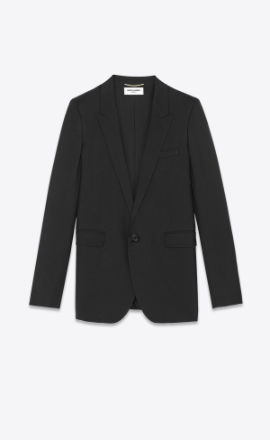YSL Single-breasted Jacket In Gabardine Saint Laurent Svarta | SUV987402