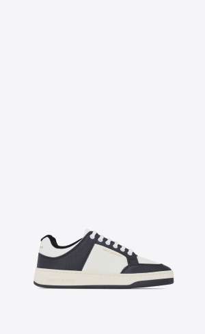 YSL Sl/61 Low-top Sneakers In Smooth And Grained Läder Vita Svarta | PBX967840