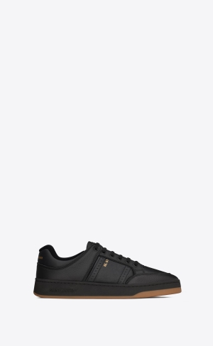 YSL Sl/61 Low-top Sneakers In Smooth And Grained Läder Noir | WJA971406