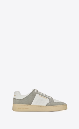 YSL Sl/61 Sneakers In Läder And Mocka Blanc Optique And Paris Roof | KHZ154087