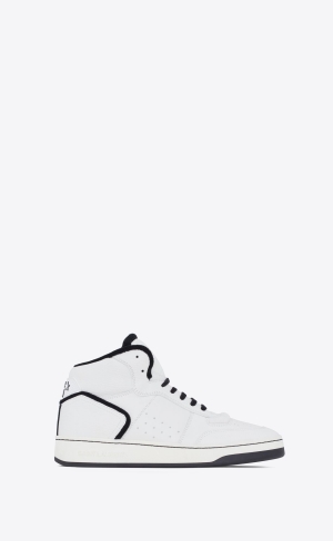 YSL Sl/80 Mid-top Sneakers In Smooth And Grained Läder Svarta | IZQ729865