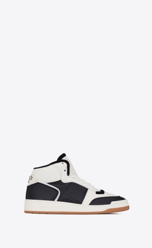 YSL Sl/80 Mid-top Sneakers In Smooth And Grained Läder Kaffe Svarta | OUG940523