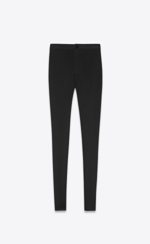 YSL Slim-fit Pants In Silky Jersey Svarta | IVR548136