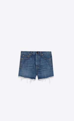 YSL Slim-fit Shorts Blå Tvätt | IOG782140
