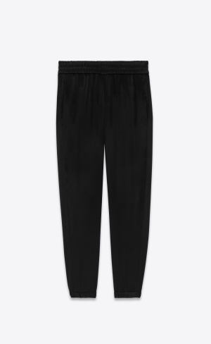 YSL Slim-fit Sweatpants In Crepe Satin Noir | AHD285376