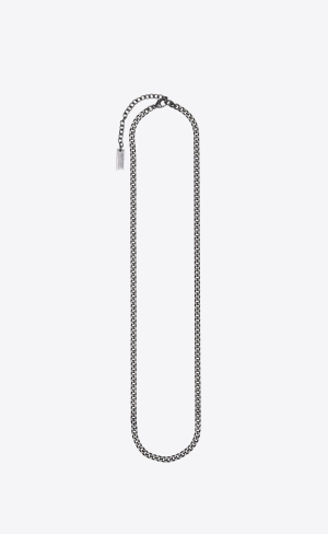 YSL Small Curb Chain Necklace In Metal Silver | PUT208756