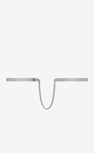 YSL Small Double Handcuff Bracelets In Metal Palladium | PLY265148