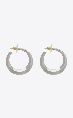 YSL Small Hoop Earrings In Metal Palladium | DYL247963