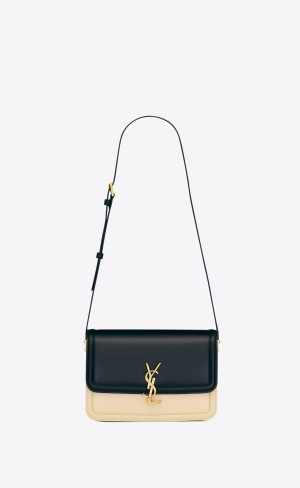 YSL Solferino Medium Satchel In Box Saint Laurent Läder Svarta Vita | UCW734021