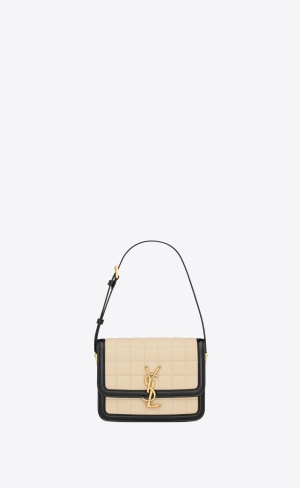 YSL Solferino Small In Quiltad Nubuck Mocka Vita Svarta | OFU932157