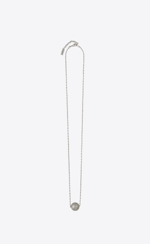 YSL Spherical Charm Necklace In Metal Silver | VWR875462