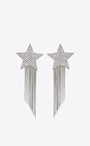 YSL Star Earrings With Brass Chains Palladium | DKJ421057