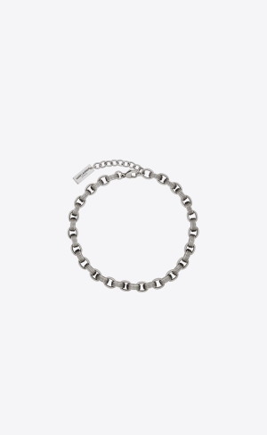 YSL Striated Cable Chain Bracelet In Metal Silver | LEI836154