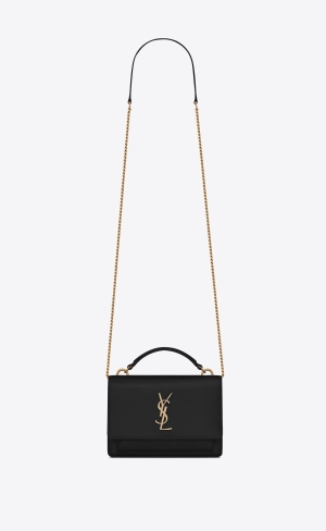 YSL Sunset Chain Wallet In Smooth Läder Noir | INW182074