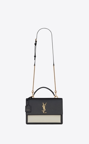 YSL Sunset Medium Top Handle In Smooth Läder Svarta | LST871653