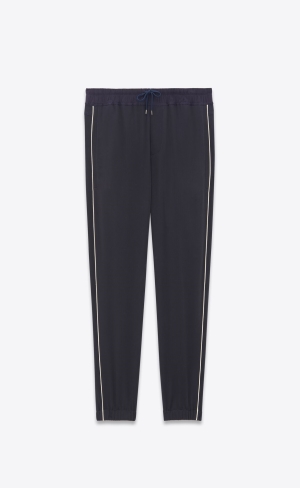 YSL Sweatpants In Crepe Satin Blå | MDS681043