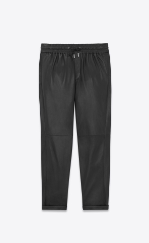 YSL Sweatpants In Lambskin Svarta | FBN320691