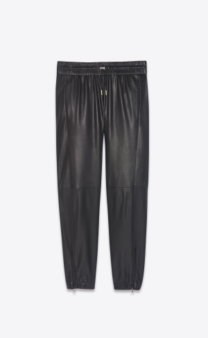 YSL Sweatpants In Lambskin Svarta | WYZ279318