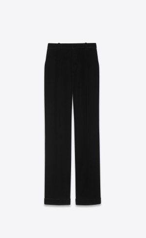 YSL Tailored Pants In Cupro Velvet Noir | PWG543279