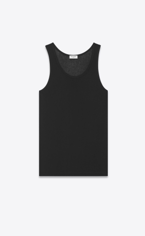 YSL Tank Top In Räfflad Jersey Svarta | KRS189743