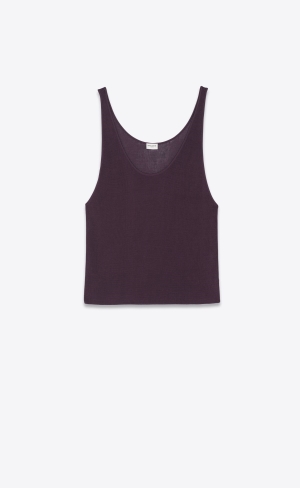 YSL Tank Top In Räfflad Knit Prune | KXQ950186