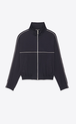 YSL Teddy Jacket In Crepe Satin Blå | WOG150473