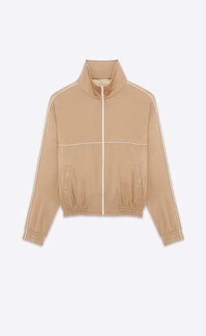 YSL Teddy Jacket In Crepe Satin Naturel | QLO784290