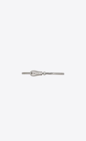 YSL Thin Belt Bracelet In Metal Silver | SYZ507369